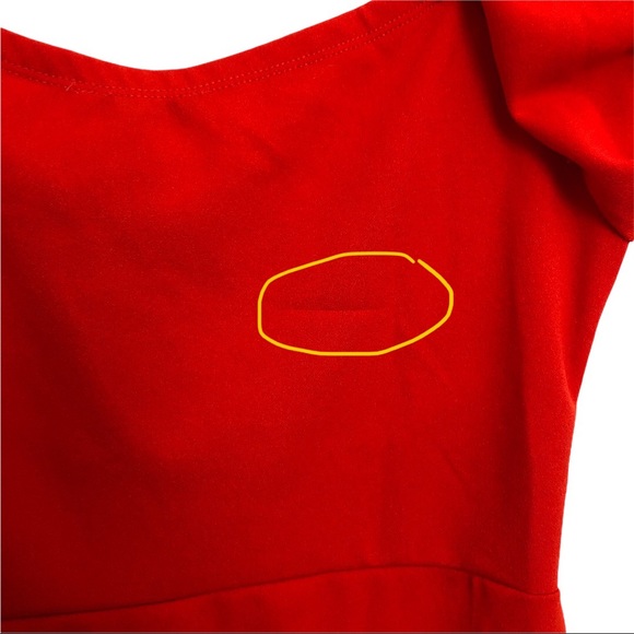 $2/30 IRIS Los Angeles | Red Empire Waist Dress, Coral Lined Puff Sleeves & Top - Picture 16 of 16